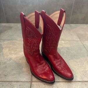 Red Leather kids Cowboy Boots